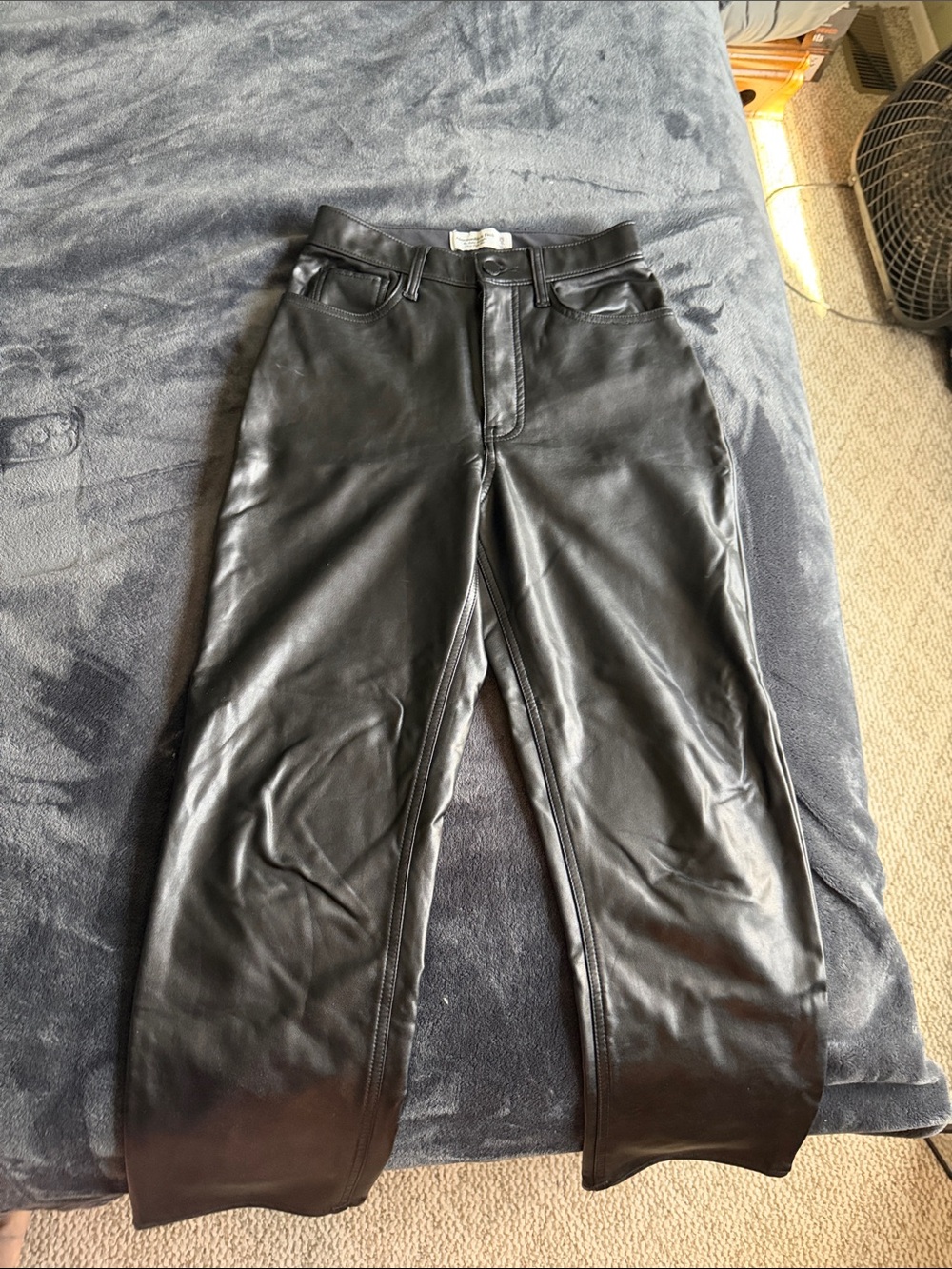 Abercrombie & Fitch Ankle Straight leather pants